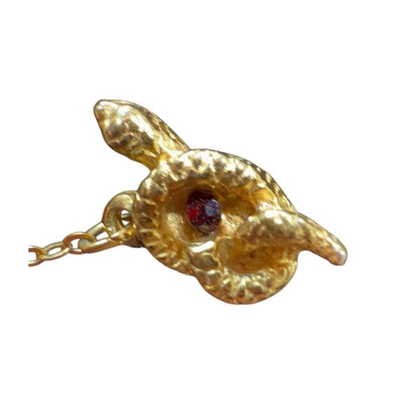 Snake Bird Lapel Pin Scarf Clip Chain Gold Tone Vintage Jewelry Beaded Brooch 3" - Picture 3 of 6